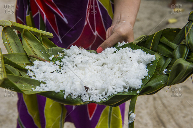 Bora Bora- Coconut served on a palm leaf