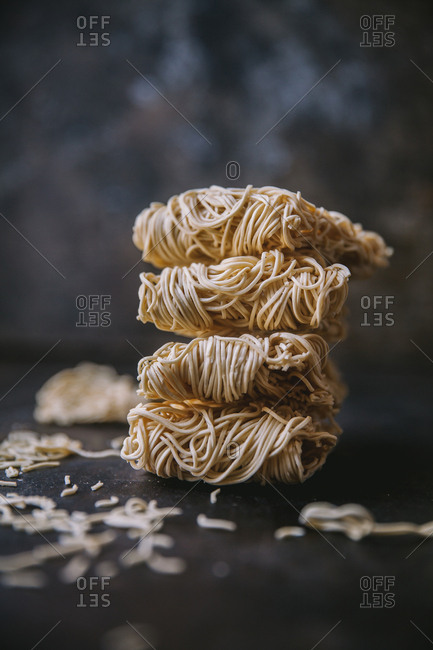 Stack of homemade noodles