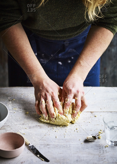 Baker making pastry by hand