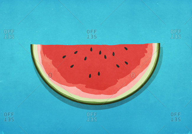 Watermelon slice on blue background