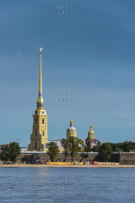 August 31, 2013: Peter and Paul Fortress from the river Neva- St. Petersburg- Russia