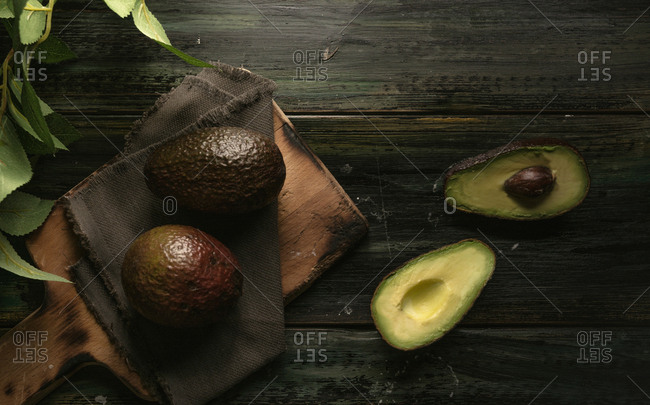 Set of freshly cut avocados to make vegetarian food