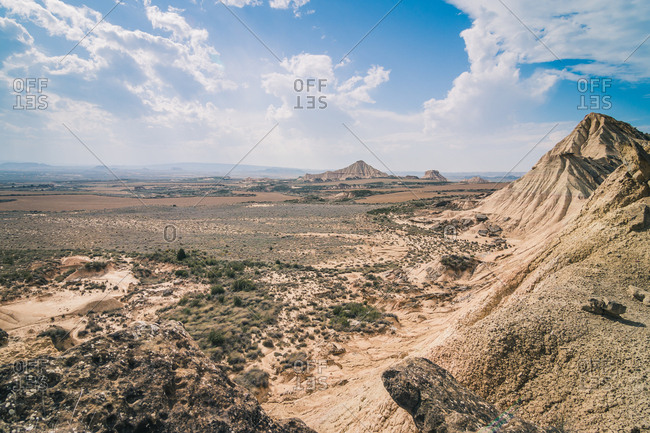Amazing landscape of rocky desert hills in bright day