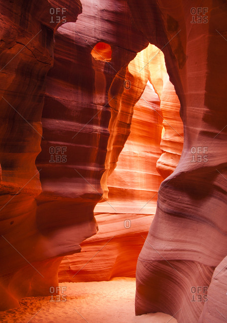 Glowing walls of slot canyon, Antelope Canyon, Page, Arizona