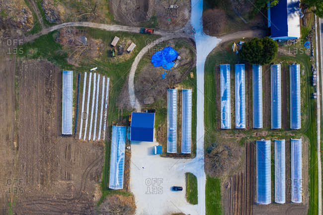 Aerial view of an organic and eco friendly agricultural farm in Naperville, ILUSA