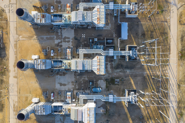 Aerial view of a clean power generation facility in Aurora, IL, United States