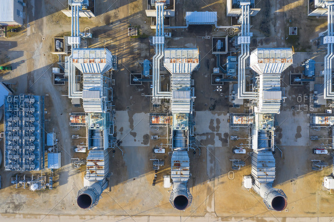 Aerial view of a clean power generation facility in Aurora, IL, United States