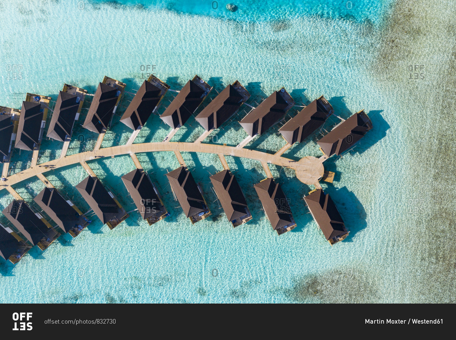 Water bungalows from above- South Male Atoll- Maledives