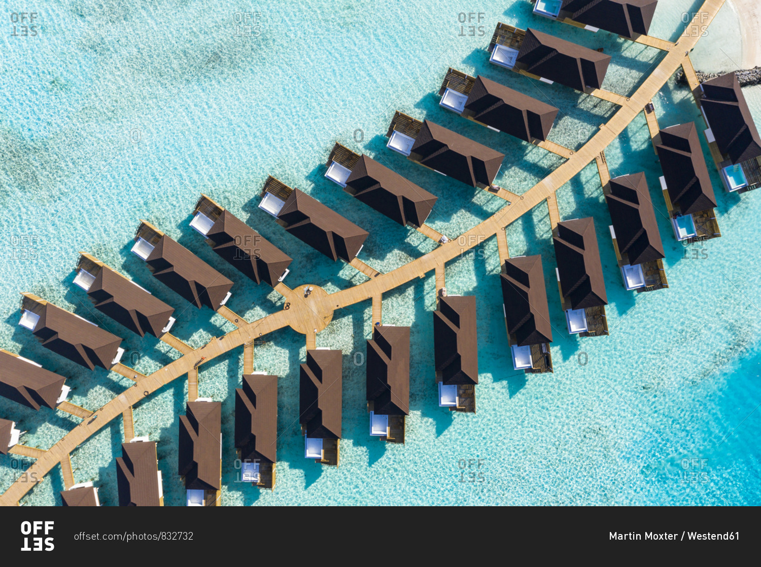 Water bungalows from above- South Male Atoll- Maledives