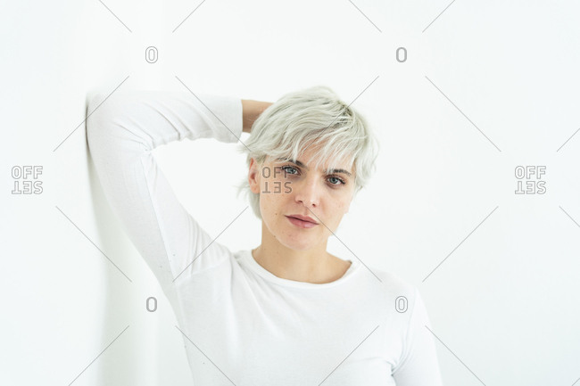 Portrait of woman with dyed hair