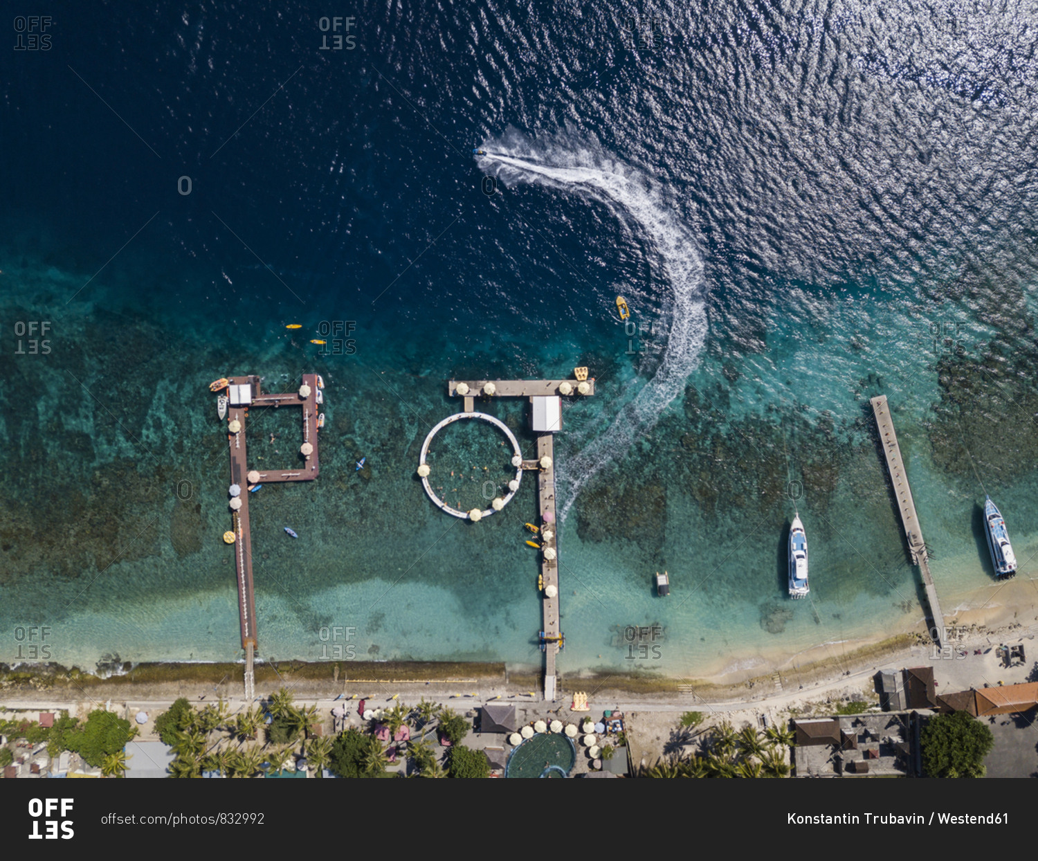Aerial view of tourist attractions- Kutampi beach- Nusa Penida island- Bali-Indonesia