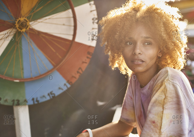 Woman at a wheel of fortune