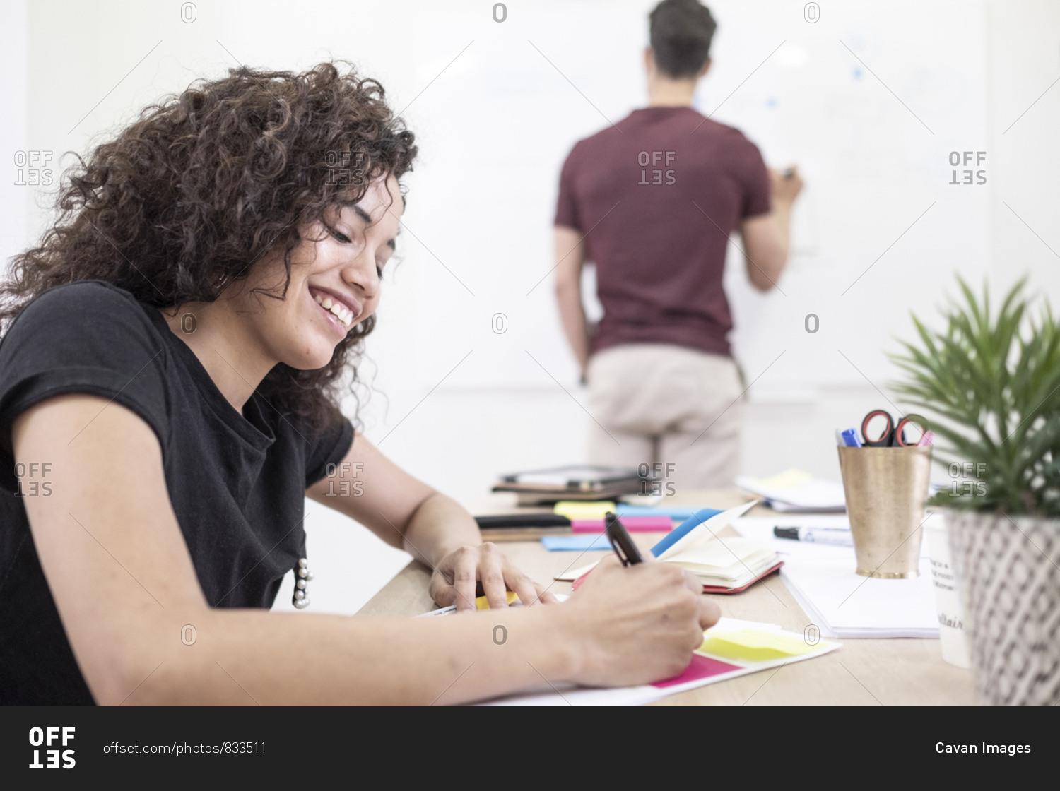 Happy people during a meeting presentation