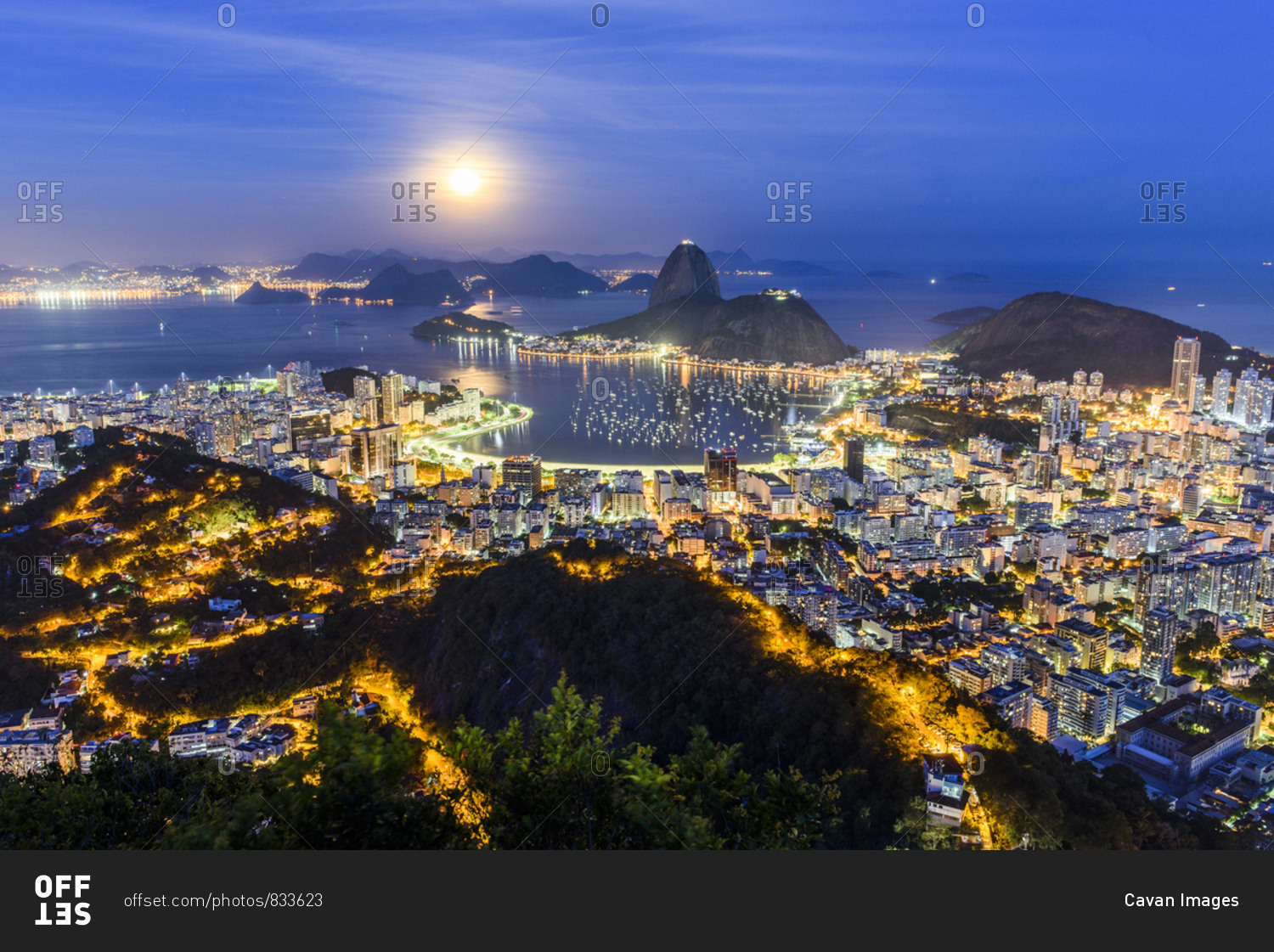 Night View Of Rio De Janeiro Brazil Stock Photo Offset