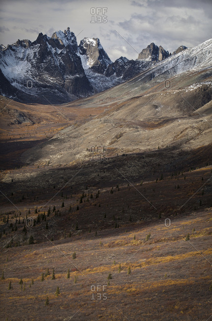 Mount Monolith from Grizzly Lake viewpoint in the fall, Tombstone Territorial Park, Yukon, Canada.