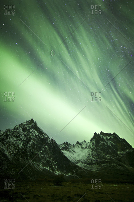 Aurora borealis over Grizzly Lake, Tombstone Territorial Park, Yukon, Canada.