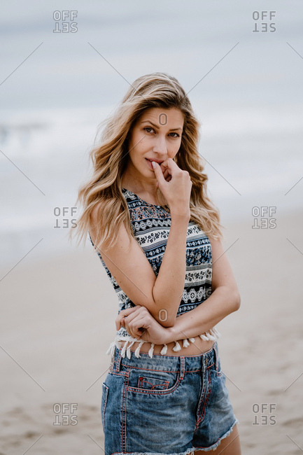 Young Woman Posing Low Rise Jeans Stock Photo 218078239 | Shutterstock