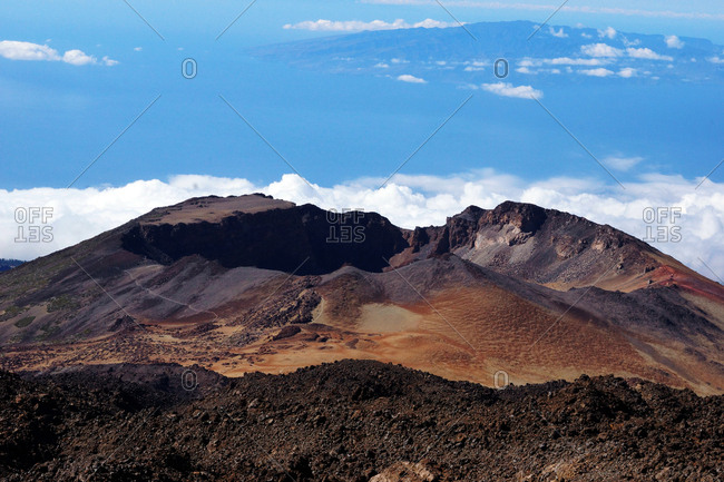 Volcanic landscape in wild deserted area