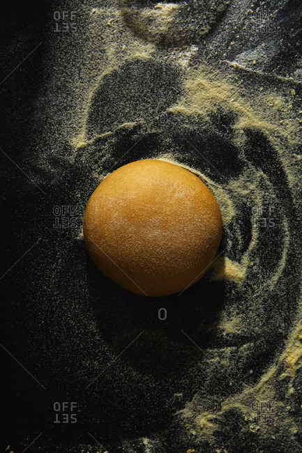 Overhead view of dough while making pasta