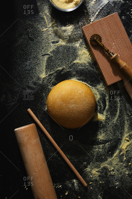 Overhead view of dough for making pasta