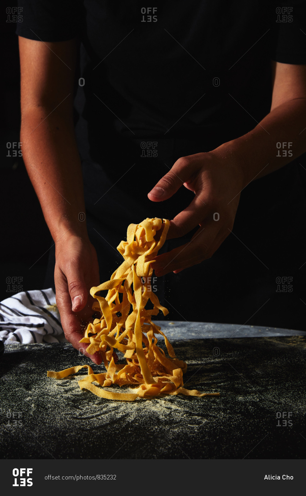 Chef making handmade pasta