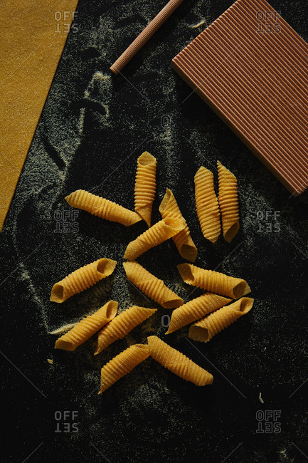 Overhead view of homemade pasta