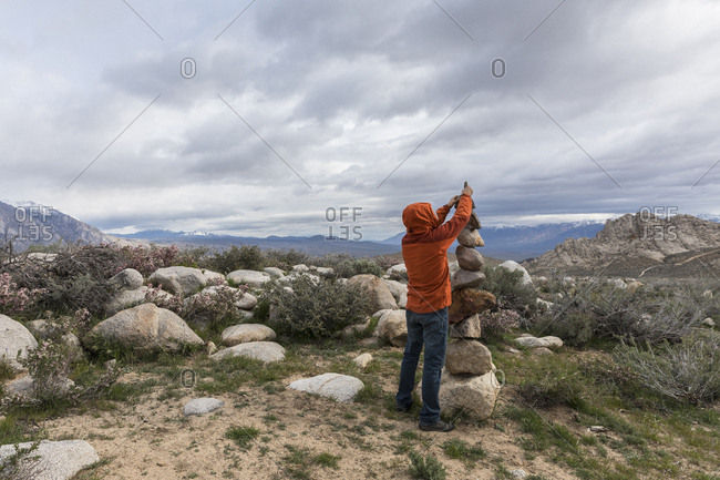 Building a rock castle in Bishop, California