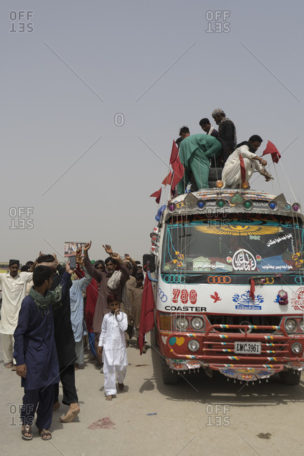 Sehwan Sharif, Pakistan - April 25, 2018: Pilgrims at the annual Urs festival