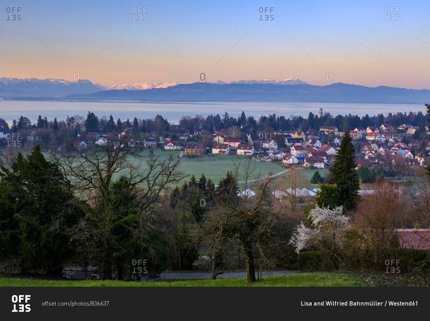 View over  Bad Schachen- Appenzellerland and Lake Constance at dawn- Bavaria- Germany