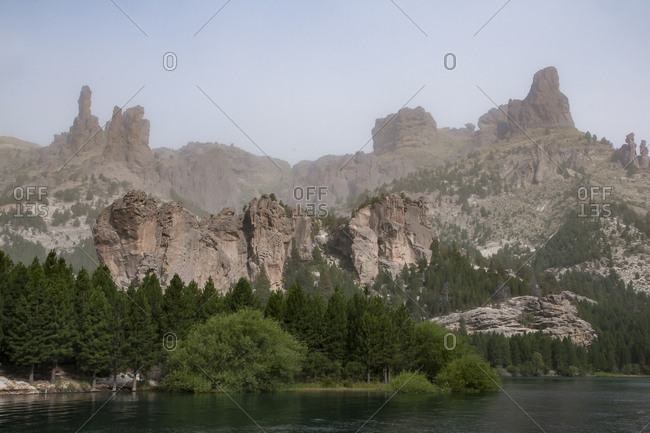 Fog above craggy hills- Road of the Seven Lakes- Argentina- South America