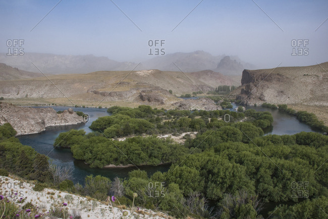 Fog above craggy hills- Road of the Seven Lakes- Argentina- South America