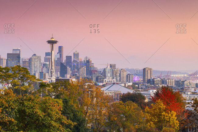 USA - October 21, 2018: View of Seattle from Kerry Park, Seattle Washington, USA