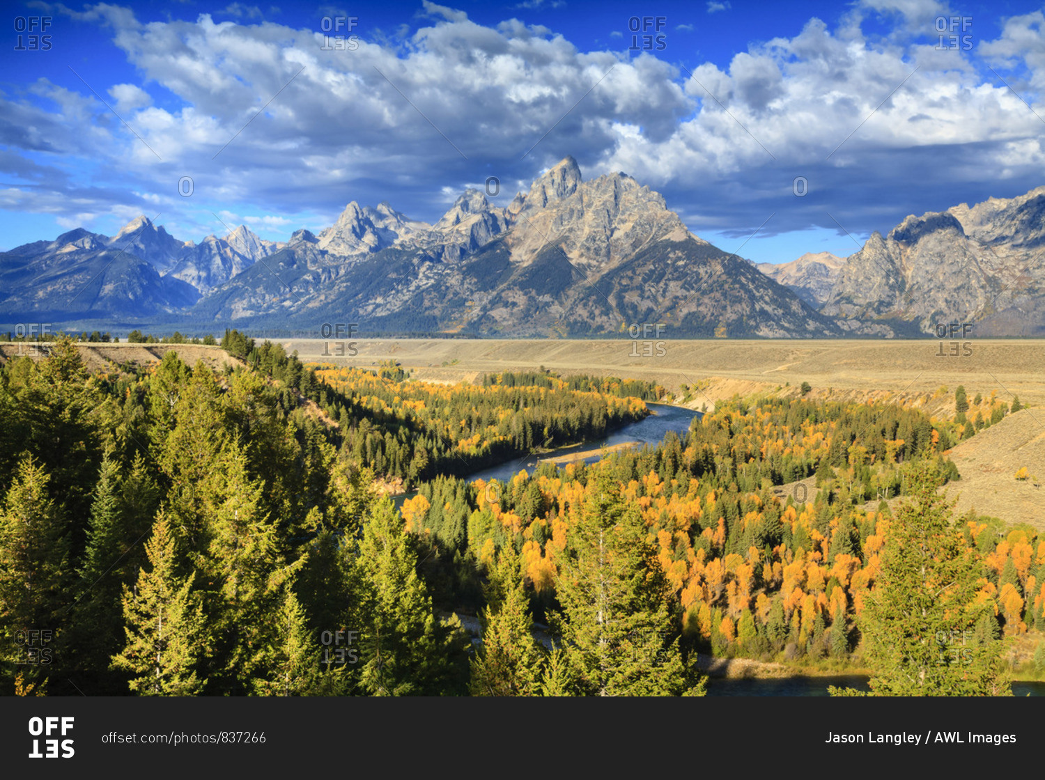 View Of Grand Teton Range From Snake River Overlook Grand Teton National Park Wyoming United States Stock Photo Offset