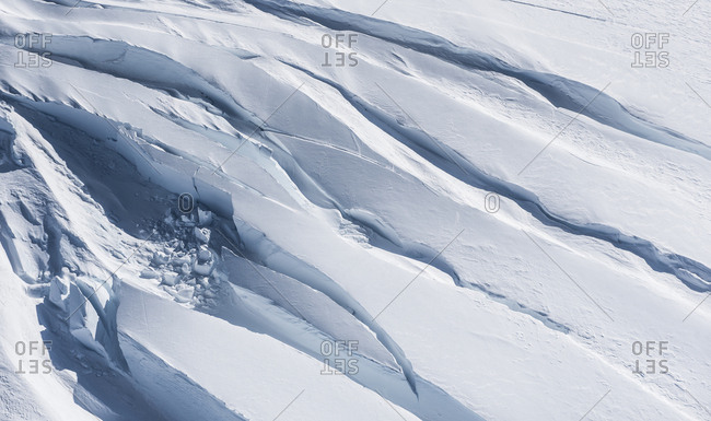Aerial image of crevasses on the flanks of Mount Erebus, Antarctica.