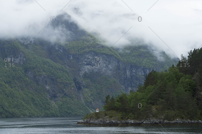 Rugged landscape along the Sognefjord in Norway
