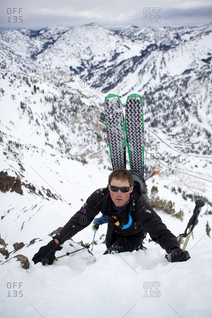 A man makes his way up the ridge of Mt. Superior, Utah