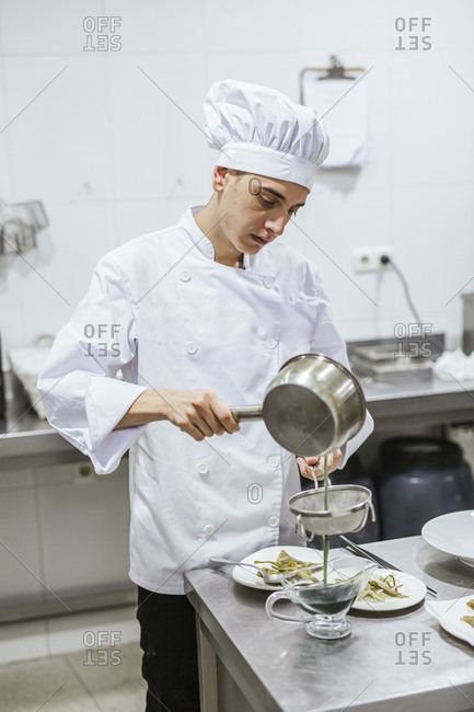 Junior chefs preparing a dessert
