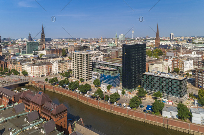 August 29, 2018: Cityscape with old town and new town- Hamburg- Germany