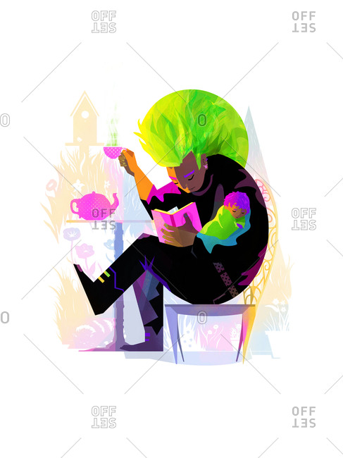 A man reading with his baby