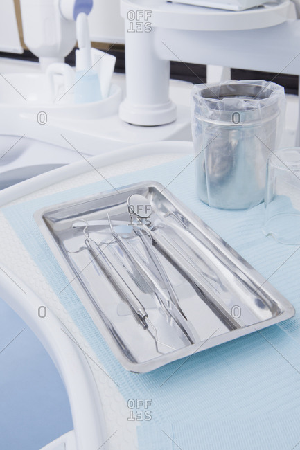 Dental equipment on tray