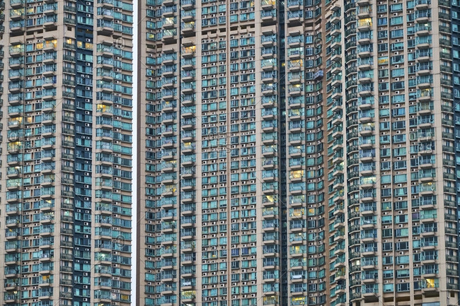 Partial view of apartment tower- Kowloon- Hong Kong- China