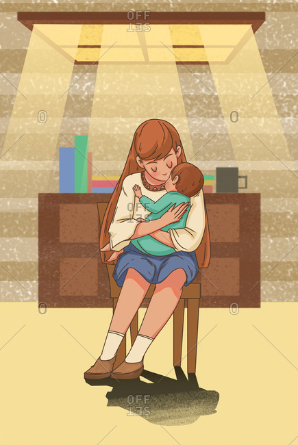 Mother and child illustrator