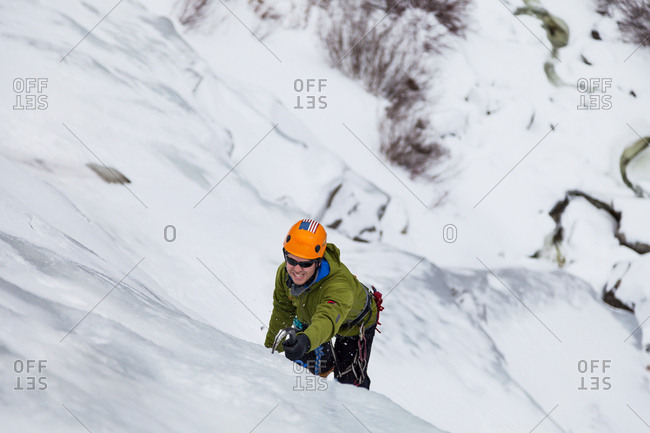 Ice Climbing in Tokopah Falls, Sequoia National Park, California