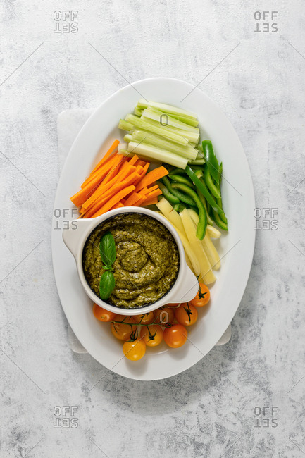 Vegetables snacks served in plate on a white background