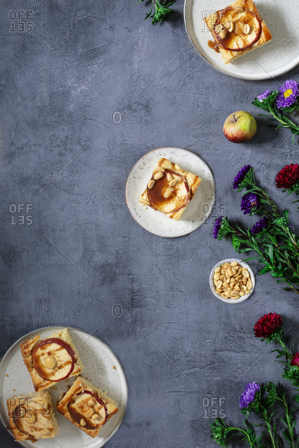 Apple cake in the baking tray