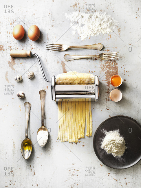 Homemade pasta with ingredients - Offset
