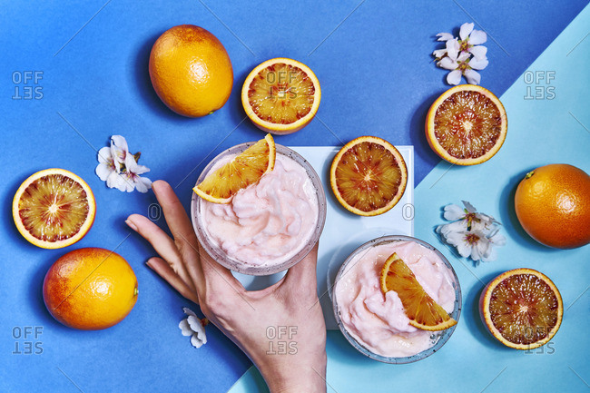 Orange sorbet and blood oranges