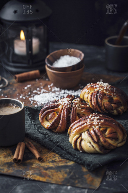 Swedish cinnamon buns with coffee
