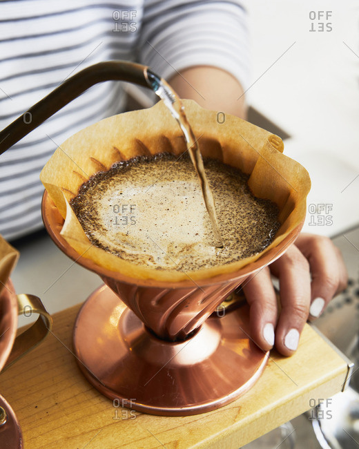 Pourover coffee being made