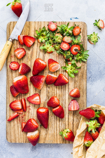 Fresh Strawberries on a wooden board